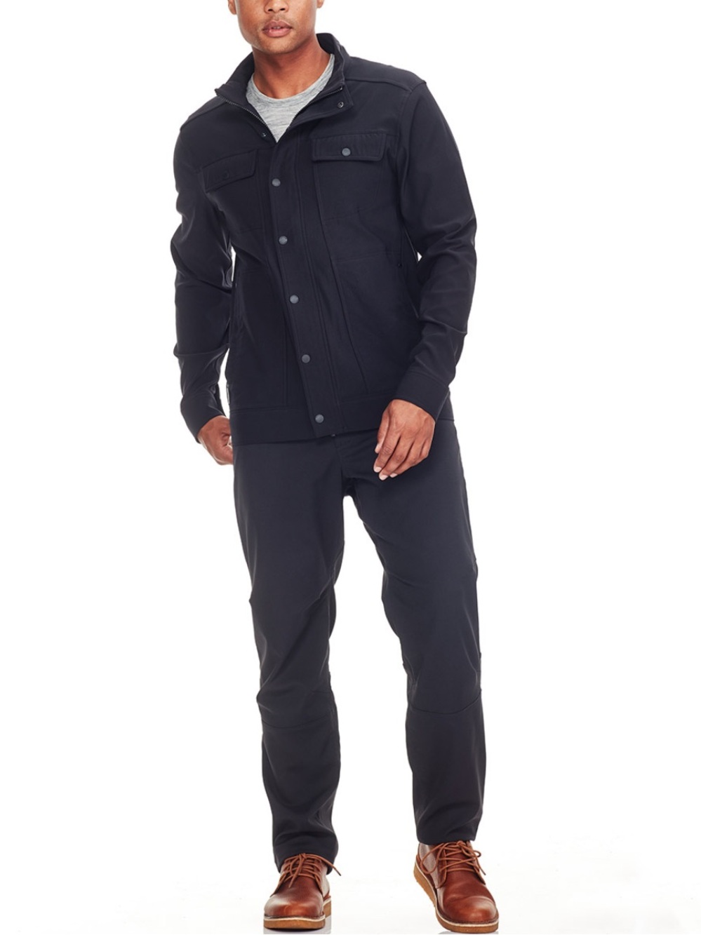 Icebreaker Merino utility softshell jacket wool blend snap M navy black